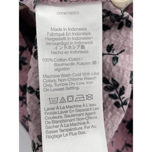 Madewell Women's Shirt S Seersucker Square Neck Floral Blouse Long Sleeve Crop - Picture 10 of 11